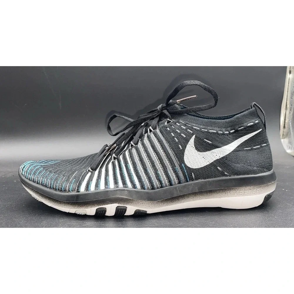 Nike Free Transform Flyknit Athletic Training Running Shoes Black Teal Size 11.5